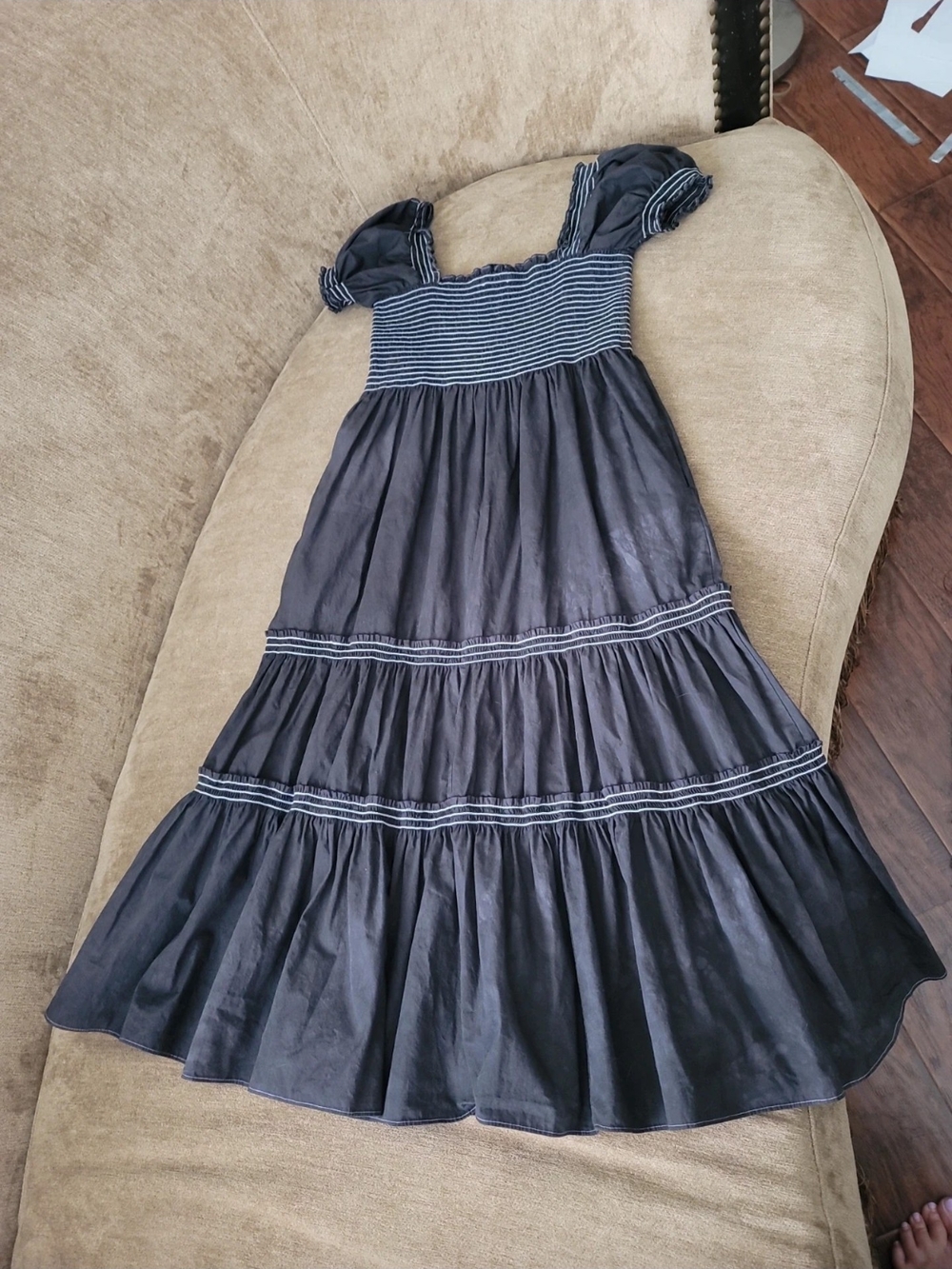 One Pretty Thing Black Smocked Dress 100% Cotton
